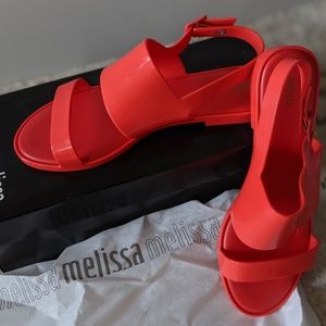 Melissa Wide Strap Jelly Sandals in Hot Red